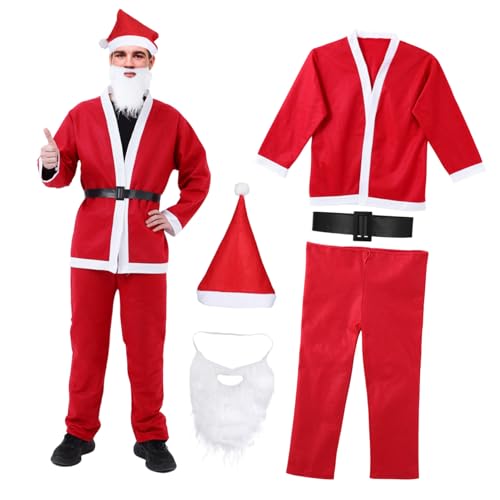 COSMEVIVI 5 Teiliges Weihnachtsmann Kostü Für Herren Mit ütze Bart Und Gürtel Ideal Für Weihnachten Karneval Und Kostümpartys Santa Claus Outfit Für Erwachsene COSMEVIVI 5 Teiliges Weihnachtsmann Kostü Für Herren Mit ütze Bart Und Gürtel Ideal Für Weihnachten Karneval Und Kostümpartys Santa Claus Outfit Für Erwachsene von COSMEVIVI