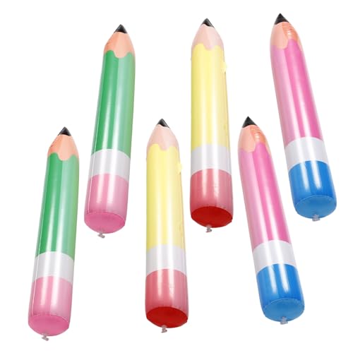 COSMEVIVI 6 Stück Aufblasbare Jumbo Bleistifte Teiliges in Gelb Grün Große Schuldekoration für Klassenzimmer Wand und Deckenmontage Back To School Party Zubehör von COSMEVIVI