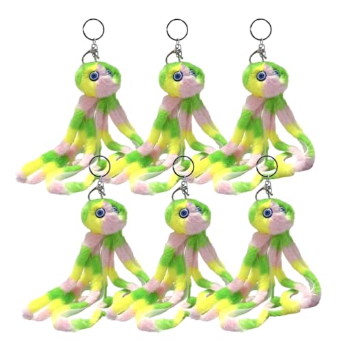 COSMEVIVI 6 Stück Cartoon Octopus Plüschpuppe Schlüsselanhänger Stofftier Octopus Schlüsselanhänger Spielzeug für Taschen Rucksäcke Geldbörsen Gepäck Autoschlüssel Zubehör von COSMEVIVI