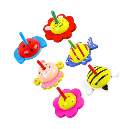 COSMEVIVI 6 Stück Kreisel Mini- Kinderspielzeug Top- Kleine Kreiselspielzeuge Kleines Kreiselspielzeug Aus Holz Cartoon-holzkreiselspielzeug Holzkreisel Hölzern von COSMEVIVI