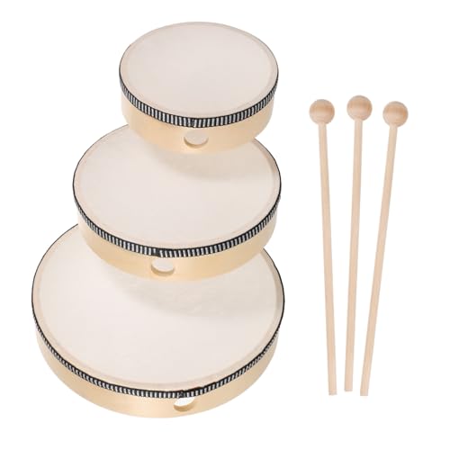 COSMEVIVI 6 Stück Teiliges Set aus Holzrahmen Trommeln und Trommelstöcken Pädagogisches Percussion-instrument für Rhythmusförderung und Spielerischen Entwicklung von COSMEVIVI