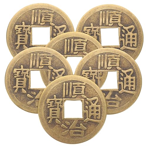 COSMEVIVI 6 Stück Vintage Kupfermünzen Simulation Alter Münzen Dekorative Messingmünzen Chinesische Multifunktionsmünze Multifunktionale Kupfermünze Handgefertigte Chinesische Münze von COSMEVIVI