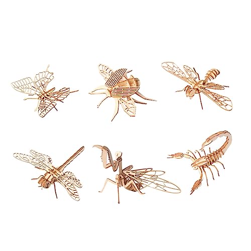 COSMEVIVI 6Stücke Teiliges Holz Puzzle Insekten Modell für DIY Pädagogisches Holzpuzzle für Kreatives Lernen und Handwerkliche Fähigkeiten für Geburtstage und Feste von COSMEVIVI