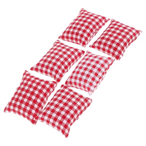 COSMEVIVI 6st Puppenhauskissen Kleines Sofakissen Miniatur-wurfkissen Puppenhaus -Accessoire Miniatur Simulierte Kissenkissen Puppenhauszubehör Miniatur-sofakissen Mini -Kissen Rot Stoff von COSMEVIVI