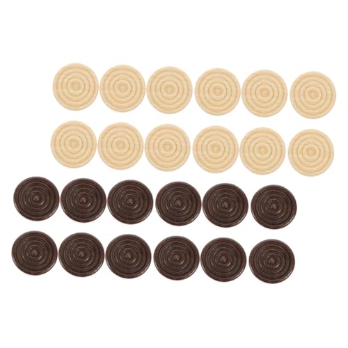 COSMEVIVI 72 Stück Teiliges Holz Spielsteine für Dame und Schach Langlebige Glatte und Schachfiguren Spielbrett Ersatzteile in Natürlichem Holzfarbton und Dunklem Braun von COSMEVIVI