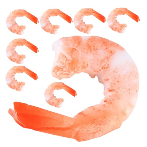 COSMEVIVI 8 Stück Künstliche Garnelen Realistisches Dekorationsmodell für Fotografie Restaurant und Party Detailgetreue Nachbildung von Geschälten Garnelen für Heimdekoration und Anlässe von COSMEVIVI