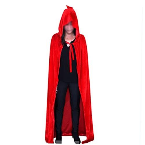 COSMEVIVI Halloween Hexen Umhang Mit Kapuze Rotes Cosplay Kostü Für Zauberer Und Hexen Ideal Für Halloween Und Maskeraden COSMEVIVI Halloween Hexen Umhang Mit Kapuze Rotes Cosplay Kostü Für Zauberer Und Hexen Ideal Für Halloween Und Maskeraden von COSMEVIVI