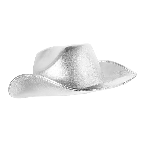 COSMEVIVI Herren Cowboyhut Cowgirlhut Silber Party-disco-cowgirl-hut Kuhmädchenhüte Cowboy-kopfbedeckung Halloween-cowgirl-hut Cosplay-cowboy-hut Cowboy-party-dekorationen Kuhhut Silver Eva von COSMEVIVI