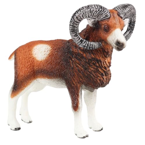 COSMEVIVI Künstliche Ziegentierfiguren Für Kleinkinder, Mufflon Dekoration, Tierornament, Mufflon Statue, Wildtier Kognitives Modell, Kleiner Mufflon Schmuck, Mufflon Für Den Schreibtisch von COSMEVIVI