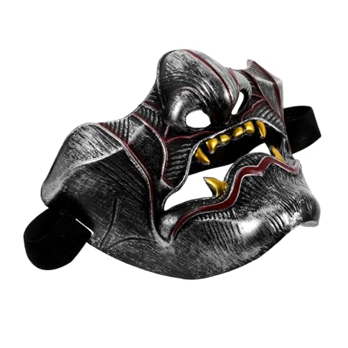 COSMEVIVI Japanische Cosplay-Maske Silberne Make-up-Party-Maske Halbgesichts-Drama-Maske Für Halloween-kostüme von COSMEVIVI