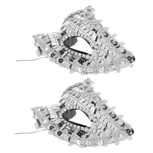 COSMEVIVI Glitzernde Maskerade Für Erwachsene Silberfarben Halbdekorativ Für Halloween Party Hochzeit Cosplay von COSMEVIVI