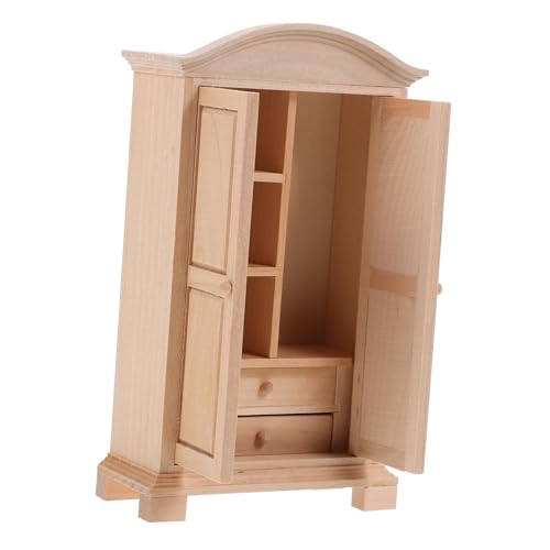 COSMEVIVI Mini Kleiderschrank, Puppenhaus, Miniatur Holzschrank, Miniatur Kleiderschrank, Mini Holzschrank, Modell, Miniatur Holzschrank, Mini Möbel, Puppenhaus, Kleiner Kleiderschrank Für von COSMEVIVI