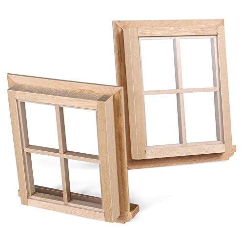 COSMEVIVI Miniatur Fensterrahmen Modelle Puppenhaus Fenster Zubehör Dekoration Für Miniaturmöbel Im Puppenhaus Holzfarbe Ideales Für von COSMEVIVI