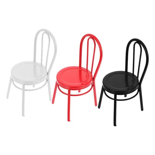 COSMEVIVI Miniatur-Stuhl-Set 3-TLG. Eisen Spielzeugmöbel Outdoor- Unikat Maßstab Modell Accessoire von COSMEVIVI
