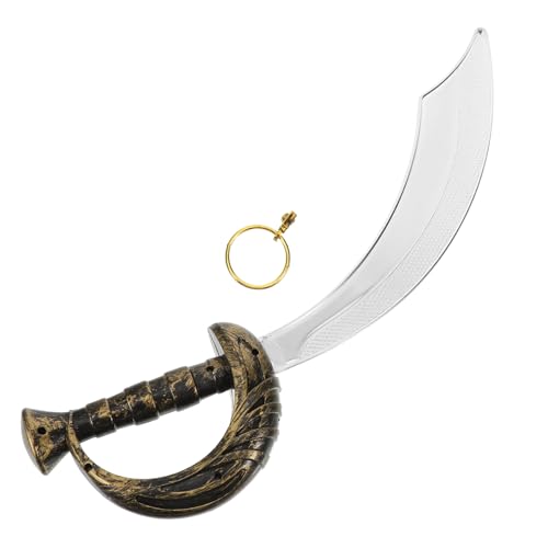 COSMEVIVI Piraten Spielzeugschwert und Hoop Ohrring Set Robustes Leichtes Accessoire für Piratenkostüm Karneval Geburtstagsfeier Praktisches Party Deko und Cosplay Prop von COSMEVIVI