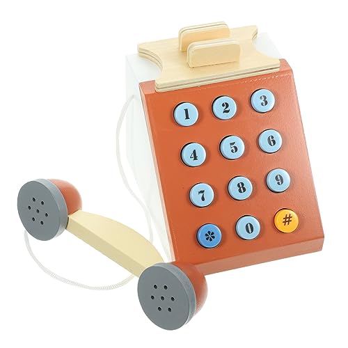 COSMEVIVI Telefon Spielzeugtelefon Modelltelefon Foto Requisiten Kinderspielzeug Frühpädagogisches Spielzeug Telefon Simulationsspielzeug Holzwählscheibe Telefon Kind Frühpädagogisches von COSMEVIVI