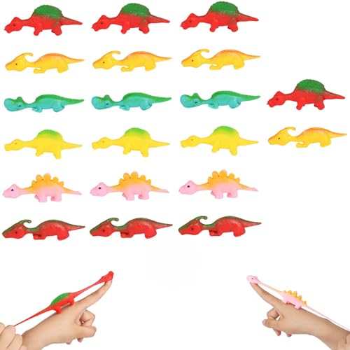 20Pcs Slingshot Dinosaur Finger Toys Bulk,Flying Dino Finger Sling Shot Toy Catapult Toys,Rubber Stretchy Dinosaurs Toys,Fun Gag Gift for Kids Adults Birthday Party Favors Christmas Stocking Stuffers von COSORO