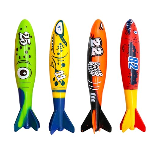 4 Stück Tauchen Torpedo Tauchspielzeug für Kinder ab 5 6 7 8 9 10,Schwimmbad Spielzeug,Unterwasser Pool Spielzeug Wasserspielzeug für Jungen Mädchen Kinder Sommer Geschenk Tauchen Lerne Training 4 Stück Tauchen Torpedo Tauchspielzeug für Kinder ab 5 6 7 8 9 10,Schwimmbad Spielzeug,Unterwasser Pool Spielzeug Wasserspielzeug für Jungen Mädchen Kinder Sommer Geschenk Tauchen Lerne Training von COSORO