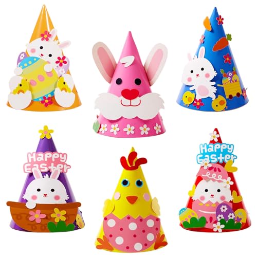 COSORO 6 x Osterhüte für Kinder, Erwachsene, lustiger Hase Huhn Karotte Eierhut Neuheit Kegel Papierhüte kreative Aktivitäten DIY festliche Hut für Osterdekorationen Partygeschenke COSORO 6 x Osterhüte für Kinder, Erwachsene, lustiger Hase Huhn Karotte Eierhut Neuheit Kegel Papierhüte kreative Aktivitäten DIY festliche Hut für Osterdekorationen Partygeschenke von COSORO