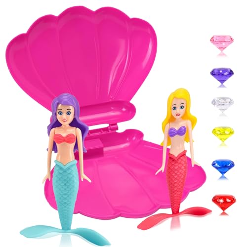 COSORO Meerjungfrau Tauchen Wasser Spielzeug, Schwimmbad Zubehör, Tauchen Spiel Training, Kleine Meerjungfrau Party Zubehör, Geschenke für Mädchen, Jungen und Kinder (RosGer) von COSORO