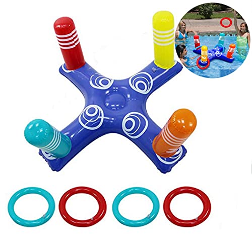 COSORO Poolparty Aufblasbares Ringwurfspiel Kinder Outdoor,Ringwurfspiel Pool Spielzeug mit 4 Wurfringe für Kinder,Wurfspiel Ideal für Familie Hawaii Party Zubehör Sommerparty für Kinder Erwachsene von COSORO