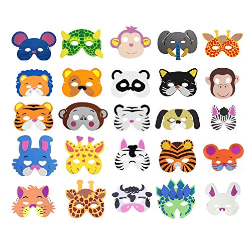 Cosoro Kinder-Tiermasken aus EVA-Schaumstoff, 25 Stück, für Partytüten, Maskeraden, Geburtstagsparty, Weihnachten, Halloween von COSORO