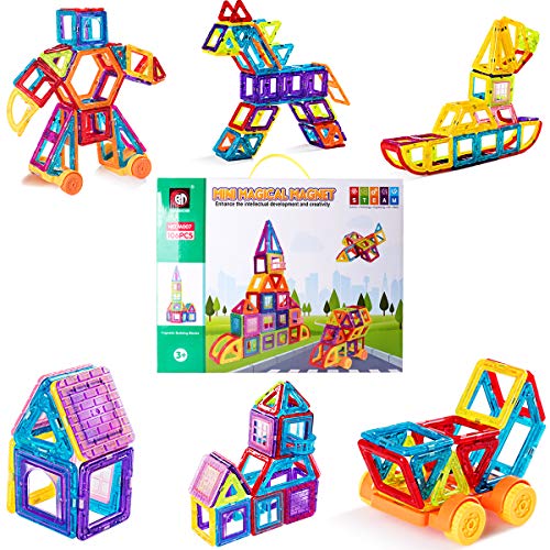 COSTWAY 106 Teile magnetische Bausteine, Magnetspielzeug für Kinder ab 3 Jahren, Magnetic Building, Magnetische Bauklötze von COSTWAY