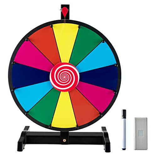 COSTWAY 12" / 15" Glücksrad zum Drehen, inkl. Radiergummi und Markierstift, Lucky Wheel für Lotteriespiele und Wortspiele (15") von COSTWAY