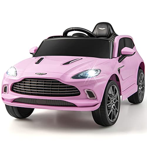 COSTWAY 12V Aston Martin DBX Kinder Elektroauto mit 2,4G-Fernbedienung, Kinderauto 1,4-2,5 km/h mit Scheinwerfer, Musik und Hupen, für Kinder ab 3 Jahre alt (Rosa) von COSTWAY