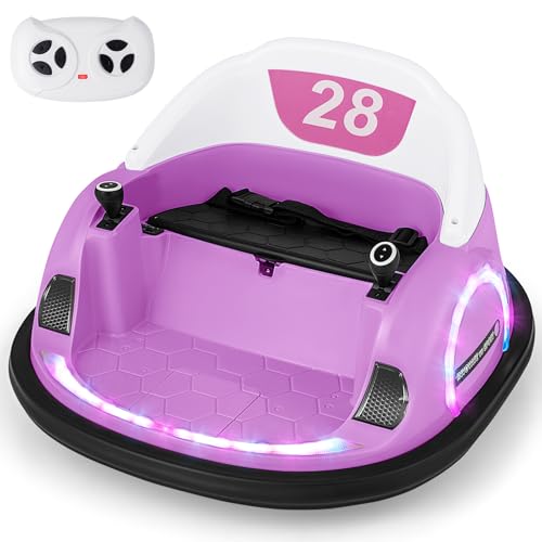COSTWAY 12V Autoscooter Kinder mit Fernbedienung, Elektro Bumper Car mit 360° Drehnug, Bluetooth, Musik & Licht, Kinder Elektroauto für Kleinkinder ab 18 Monaten (Rosa) von COSTWAY