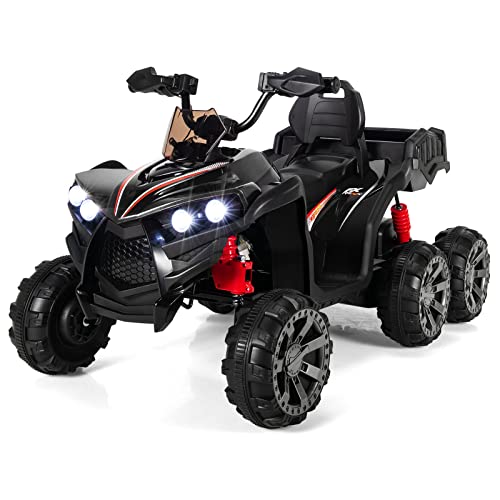 COSTWAY 12V Elektro Kinderquad, Elektroquad mit Kofferraum hinten, Elektrofahrzeuge mit LED-Lichtern & Musik, 6 Räder Kinder Quad, 3-6 km/h, Elektroauto für Kinder ab 3 Jahren von COSTWAY