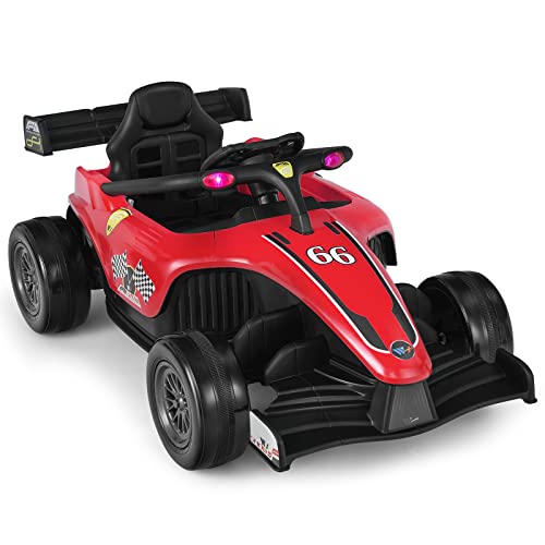 COSTWAY Elektroauto für Kinder, 12V Gokart mit Musik und Licht, Rennauto 2-5 km/h, mit 2,4 G Fernbedienung, Go Cart für Kinder ab 3 Jahre (Rot) von COSTWAY