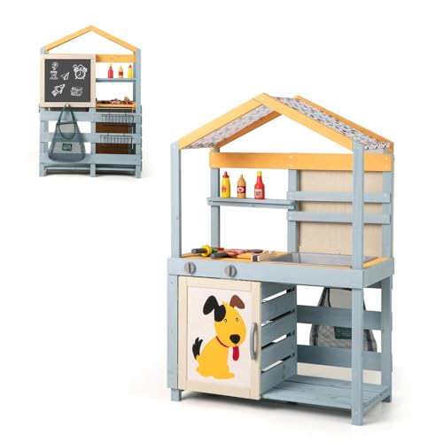 COSTWAY 2-IN-1 Matschküche Kinder Outdoor, Kinderküche Holz mit Tasche & Körben, Tafel & Zubehör, Spielküche mit ausnehmbarem Spülbecken, Outdoorküche für Kinder ab 3 Jahren COSTWAY 2-IN-1 Matschküche Kinder Outdoor, Kinderküche Holz mit Tasche & Körben, Tafel & Zubehör, Spielküche mit ausnehmbarem Spülbecken, Outdoorküche für Kinder ab 3 Jahren von COSTWAY