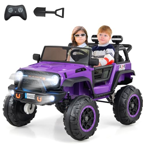 COSTWAY 2-Sitzer Elektroauto für Kinder, 24V Kinderfahrzeug mit Fernbedienung, Elektrofahrzeug mit Musik & Geschichten & USB & Hupe, Jeep Auto für Jungen & Mädchen von COSTWAY