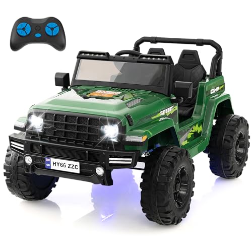 COSTWAY 24V Kinder Elektroauto, Kinderauto elektrisch 2 Sitzer, Kinder Auto mit 2.4G-Fernbedienung, Elektro Auto mit Musik, Hupe & LED-Leuchten, für Kinder ab 3 Jahre (Grün) von COSTWAY