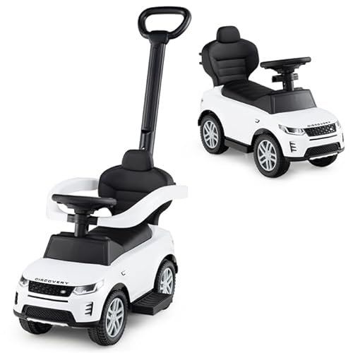 COSTWAY 3-in-1 Rutschauto mit Schiebestange, Rutschfahrzeug mit abnehmbarem Griff und Schutzbügel, Rutscher Auto mit Hupe & Sound für Kinder ab 1 Jahr (Weiß) von COSTWAY