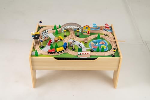 COSTWAY 78 teiliges Kinder Eisenbahn Set, 5 in 1 Eisenbahntisch aus Holz mit umkehrbarer Tischplatte & Tafel, multifunktionaler Spieltisch, Holzeisenbahn für Kinder ab 3 Jahre COSTWAY 78 teiliges Kinder Eisenbahn Set, 5 in 1 Eisenbahntisch aus Holz mit umkehrbarer Tischplatte & Tafel, multifunktionaler Spieltisch, Holzeisenbahn für Kinder ab 3 Jahre von COSTWAY
