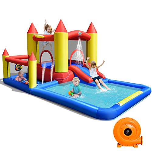 COSTWAY Aufblasbare Hüpfburg mit Gebläse, Rutsche, Bällebad, Basketball-Ring & Planschbecken, Outdoor Hüpfschloss für Kinder, 400 x 280 x 195 cm COSTWAY Aufblasbare Hüpfburg mit Gebläse, Rutsche, Bällebad, Basketball-Ring & Planschbecken, Outdoor Hüpfschloss für Kinder, 400 x 280 x 195 cm von COSTWAY