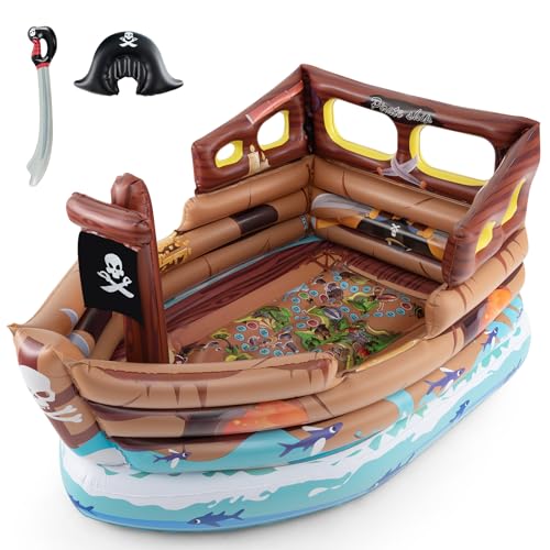 COSTWAY Aufblasbares Piratenschiff Spielhaus, Aufblasbare Spiellandschaft mit eingebautem Motor, aufblasbares Spielzeug-Schwert & Piratenhut, Indoor & Outdoor Spielhaus für Kinder ab 3 Jahren COSTWAY Aufblasbares Piratenschiff Spielhaus, Aufblasbare Spiellandschaft mit eingebautem Motor, aufblasbares Spielzeug-Schwert & Piratenhut, Indoor & Outdoor Spielhaus für Kinder ab 3 Jahren von COSTWAY