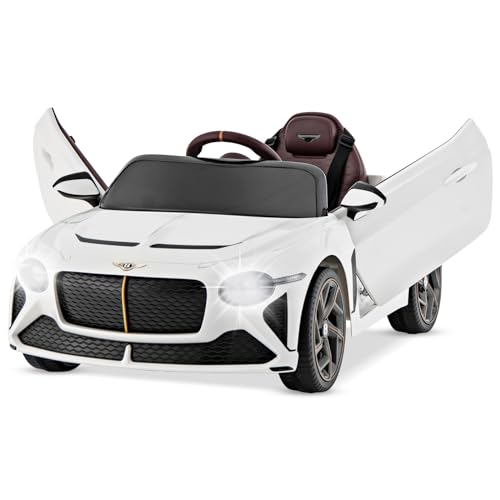COSTWAY Bentley Elektroauto für Kinder, 12V Kinderfahrzeug mit Fernbedienung & Licht & Musik & USB, Kinderauto Elektro, Elektrofahrzeug für Kinder ab 3 Jahren (Weiß) von COSTWAY