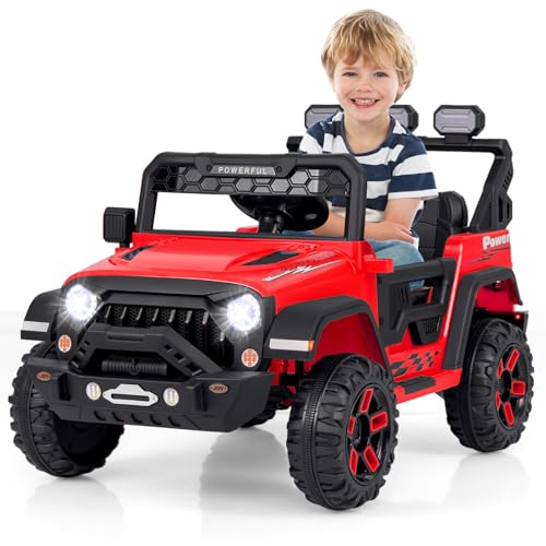 COSTWAY Elektroauto für Kinder, 12V Kinderauto Elektrisch mit 2,4G Fernbedienung & USB & Licht & Musik, 1-5 km/h Elektro Kinder Auto, Elektro Auto für Kinder ab 3 Jahre (Rot) von COSTWAY