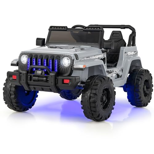 COSTWAY Elektroauto für Kinder, 12V Kinderauto Elektro mit 2,4G-Fernbedienung & MP3 & Musik & Hupe & Scheinwerfer, 2,6-6 km/h, Elektro Auto für Kinder ab 3 Jahren (Grau) von COSTWAY