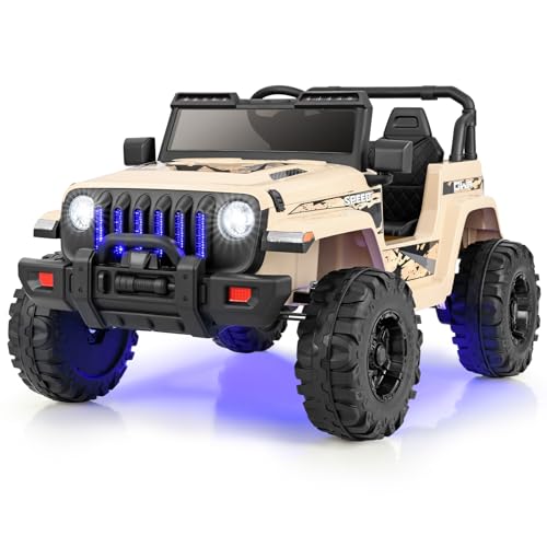 COSTWAY Elektroauto für Kinder, 12V Kinderauto Elektro mit 2,4G-Fernbedienung & MP3 & Musik & Hupe & Scheinwerfer, 2,6-6 km/h, Elektro Auto für Kinder ab 3 Jahren (Khaki) von COSTWAY