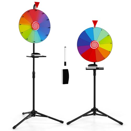 COSTWAY Glücksrad 16", Glücksrad zum Drehen, Drehrad Spielzeug mit Stiftehalter, Rad Spiele höhenverstellbar für Lotteriespiele, Wortspiele φ40cm COSTWAY Glücksrad 16", Glücksrad zum Drehen, Drehrad Spielzeug mit Stiftehalter, Rad Spiele höhenverstellbar für Lotteriespiele, Wortspiele φ40cm von COSTWAY