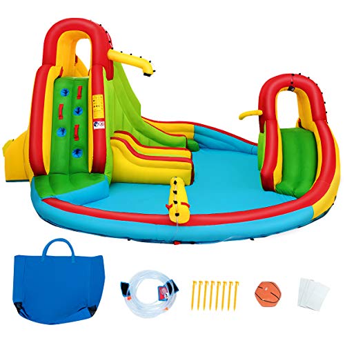 COSTWAY Hüpfburg aufblasbar mit 2 Rutschen, Wasserrutsche Spielpool, Springburg Wasserpark Planschbecken mit Kletterwand, Basketballring, Wasserspielplatz mit Tasche 460x420x233cm COSTWAY Hüpfburg aufblasbar mit 2 Rutschen, Wasserrutsche Spielpool, Springburg Wasserpark Planschbecken mit Kletterwand, Basketballring, Wasserspielplatz mit Tasche 460x420x233cm von COSTWAY