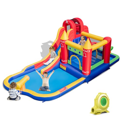 COSTWAY Hüpfburg mit Gebläse, Trocken-/Wasserrutsche, Kletterwand, Sprungbereich, Wasserkanone & Planschbecken, Bouncy Castle für Kinder, 624 x 270 x 235 cm COSTWAY Hüpfburg mit Gebläse, Trocken-/Wasserrutsche, Kletterwand, Sprungbereich, Wasserkanone & Planschbecken, Bouncy Castle für Kinder, 624 x 270 x 235 cm von COSTWAY