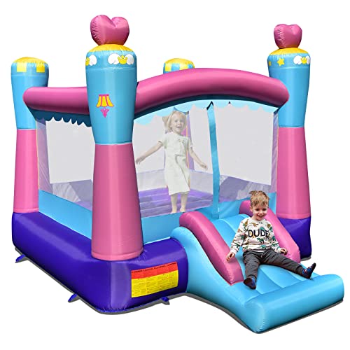 COSTWAY Hüpfburg mit Rutsche & Basketballkorb, Hüpfschloss für Kinder, Outdoor Bouncer inkl. Tragetasche, Reparaturset, 334 x 265 x 250 cm von COSTWAY