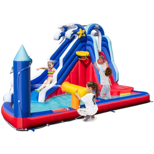 COSTWAY Hüpfburg mit Trocken-/Wasserrutsche, Kletterwand, Planschbecken, Wasserkanone, Basketballkorb & Ringwurfspiel, Bouncy Castle für Kinder, 413 x 300 x 235 cm COSTWAY Hüpfburg mit Trocken-/Wasserrutsche, Kletterwand, Planschbecken, Wasserkanone, Basketballkorb & Ringwurfspiel, Bouncy Castle für Kinder, 413 x 300 x 235 cm von COSTWAY