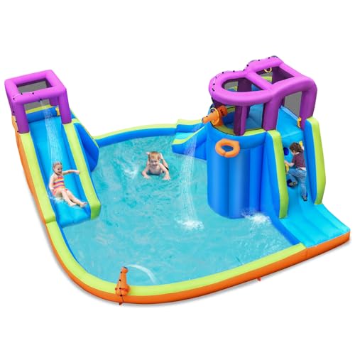 COSTWAY Hüpfburg mit Wasserrutsche, Kletterwand, 4 Sprinklern, 2 Wasserwerfern & Planschbecken, Wasserpark für draußen, inkl. Tragetasche, Reparaturset, 458 x 439 x 236 cm COSTWAY Hüpfburg mit Wasserrutsche, Kletterwand, 4 Sprinklern, 2 Wasserwerfern & Planschbecken, Wasserpark für draußen, inkl. Tragetasche, Reparaturset, 458 x 439 x 236 cm von COSTWAY