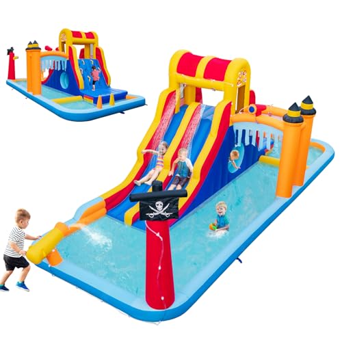 COSTWAY Hüpfburg mit Zwei Rutschen, Kletterwand, Kriechhöhle, Wasserkanone & Planschbecken, Bouncy Castle, Wasserpark für Kinder, 693 x 295 x 263 cm COSTWAY Hüpfburg mit Zwei Rutschen, Kletterwand, Kriechhöhle, Wasserkanone & Planschbecken, Bouncy Castle, Wasserpark für Kinder, 693 x 295 x 263 cm von COSTWAY